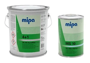 Set 5,0 L Mipa 4+1 riempitivo acrilico HS - 2K-HS riempitivo grigio chiaro (circa RAL 7035) incl. M - Foto 1 di 7