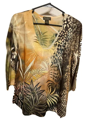 Women’s Size XL Top Jane Ashley Multi-print 3/4 Sleeve - Image 1 of 4