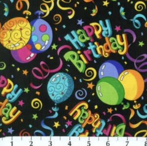 FAT QUARTER FELIZ CUMPLEAÑOS 🙂 CELEBRAR 18 X 22 MÁSCARAS 100% ALGODÓN GORRAS APLIQUE - Imagen 1 de 6