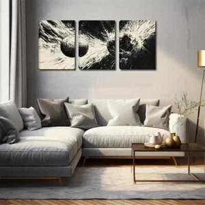 3pcs Abstract Glowing Spheres Triptych Wall Art Canvas Unframed/Framed - Picture 1 of 9