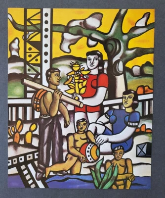 Litografía a color Fernand Leger "The Camper" montada offset 1971 Foto 1 de 3