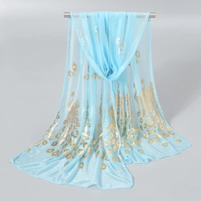 女士女士长款柔软丝绸雪纺围巾裹巾披肩披肩围巾美国 ♡ — 第 1/4 张图片