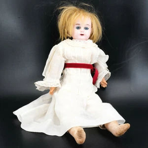 Antike Biedermeier Brustblattkopf Puppe Original Kleidung um 1900 33 cm - Bild 1 von 6