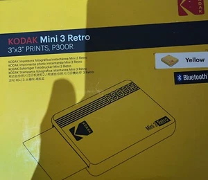 Kodak Mini 3 Retro P300R Portable Photo Printer 3x3" Prints Yellow Bluetooth - Picture 1 of 2