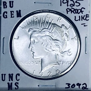 1925 P BU GEMMA PACE DOLLARO ARGENTO UNC MS+++ MONETA RARA ZECCA USA 3092 - Foto 1 di 3