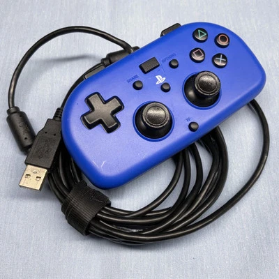 Hori 迷你有线手柄适用于 PlayStation 4 蓝色 PS4-0100U - 用于零件或维修 — 第 1/3 张图片
