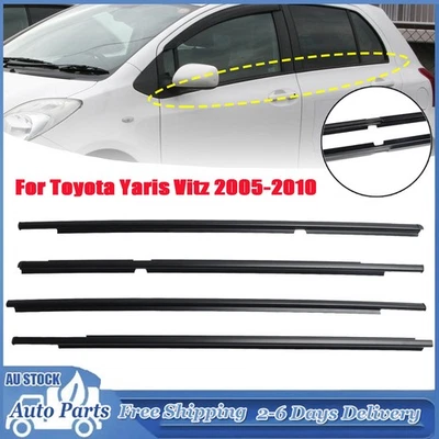 4pcs Outer Door Glass Weatherstrip Moulding For Toyota Yaris Vitz 2005-2010 H8 - image 1 of 4