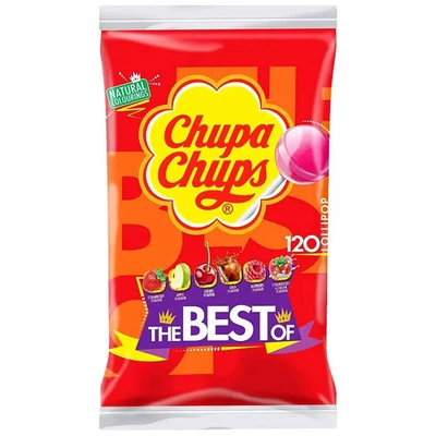 Chupa Chups Lollipops Assorted 6 Best Flavours 120 Lollies Party Bag Pack 1.44kg - Image 1 of 4