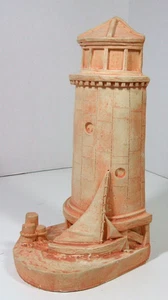 VTG Apsit Bros Lighthouse Boat Ocean Natural Sandstone Look Ceramic Bookend - Picture 1 of 6
