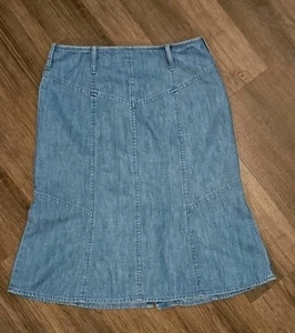 Talbots Light Blue Denim Skirt 4 Midi Flare Western Cowgirl - Picture 1 of 8