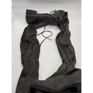 Catherine Malandrino grau Wildleder Overknee Stiefel Schnürung seitlicher Reißverschluss Größe 8,5 - Bild 1 von 11