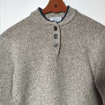 Woolrich Womens M Henley Sweater Button M Cottage Rustic Autumn Earth Wool Strip - Image 1 of 4