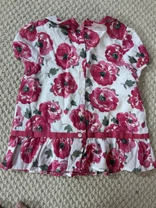 Janie And Jack Floral Button-Up Short Sleeve Blouse Peplum Size 5 - Picture 1 of 3