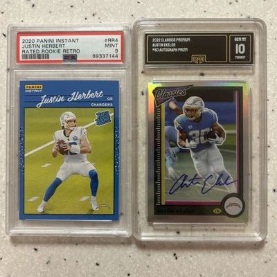 2020 Justin Herbert Rated Rookie Retro PSA 9, 2022 Austin Ekeler Auto GMA 10 - Image 1 of 4