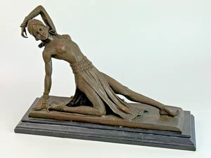 Art Deco Style Bronze Dancer on Stool Sculpture signed Chiparus - Picture 1 of 7