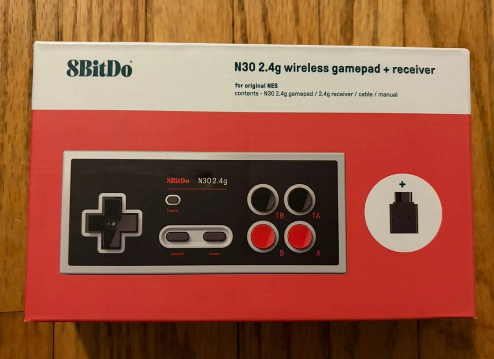 NEW 8BitDo N30 2.4g wireless gamepad + receiver for original NES - Image 1 of 1