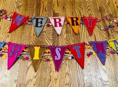 NUEVO - Anthropologie 'Feliz Navidad' Bunting/Banner Foto 1 de 4