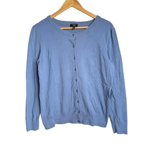 Talbots Pima Cotton Cardigan Women’s Large Petite Blue Fine Knit Sweater Classic - Picture 1 of 6