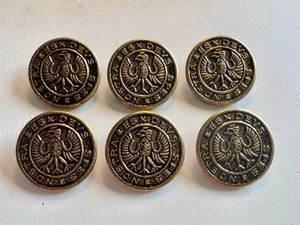 Vintage Hessian Soldier Buttons 6 ESX DEVS SPES NOSTRA Eagle Brass Metal #E-1 - Picture 1 of 2