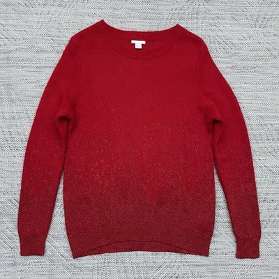 H&M Cosy Knit Sparkle Jumper Women's XL Red Wide Neck Soft Winter Christmas - Image 1 of 4