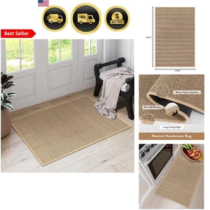 Farmhouse Entryway Rug 2x3 Indoor Washable Non Slip Beige Floor Mat - Picture 1 of 10