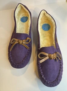 Kids Suede Moccasins Slippers Sizes 3 - Picture 1 of 3