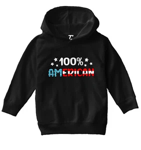 100% American - United States 4th Of July Proud Pride Toddler/Youth Hoodie - Picture 1 of 12