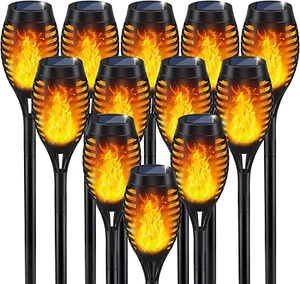 12PC Solar Torch Flame Dancing Light LED Flickering Flame Lamp Outdoor Garden US - Picture 1 of 10