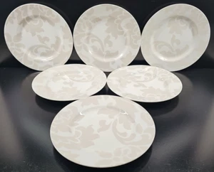 (6) Martha Stewart Lisbon Grey Salad Plates Set Macy's Floral Scrolls Dishes Lot - Picture 1 of 24