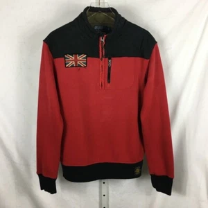 Vintage Polo Ralph Lauren 1/2 Zip Pullover British Flag Red & Black L - Rare - Picture 1 of 12