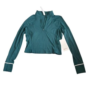 Lululemon pullover jacket size 10 Its Rulu Ribbed Cropped Half Zip storm teal - Picture 1 of 5