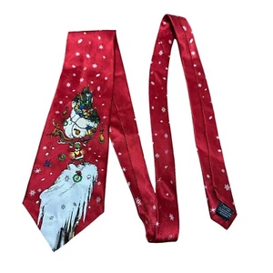 Dr. Seuss Neck Tie The Grinch Who Stole Christmas Holding Sleigh Red 100% Silk - Picture 1 of 4