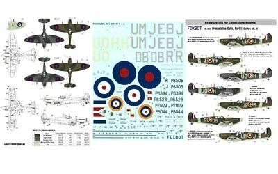 Decals for British fighter Supermarine Spitfire Mk.II Present 1/48 Foxbot 48-002 - Image 1 of 4