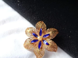 Broche vintage de filigrana TOPAZIO de plata de ley hecho en Portugal - Imagen 1 de 7