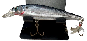 YO-ZURI Sashimi Minnow 3,5" gerippt schwimmend 3/8 oz. Angelköder blau weiß - Bild 1 von 7
