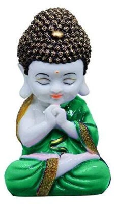  Pieza de exhibición hecha a mano de poliresina pequeño bebé monje Buda para mesa decoración del hogar Foto 1 de 4