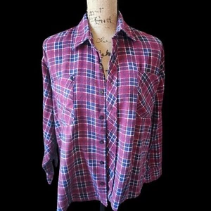 Renaissance Vintage Button Down Damen MED kariert Western Country Outdoor Hütte - Bild 1 von 4