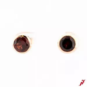 Solitaire Stud Earrings 750/18K Rose Gold Garnet - Value 1,000€ - Picture 1 of 2