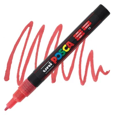 Posca Markers, Paint Marker, Glitter Red Paint, 3M Fine Tip, Opaque, Sparkle - Image 1 of 2