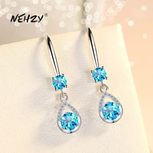 925 Sterling Topas Doppel Stein Tropfen Hänger Mädchen Modeschmuck Retro hohl  - Bild 1 von 12