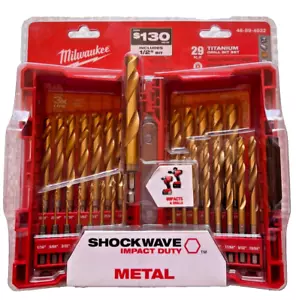 Milwaukee Shockwave Red Helix 29 piece Titanium Drill Bit Set 48-89-4632 NEW - Picture 1 of 3