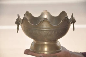 Vintage Brass Fine Handcrafted Engraved Round Shape Solid Dry Fruits Bowl - Picture 1 of 9