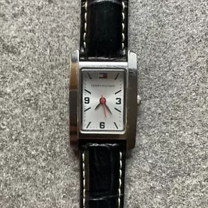 Tommy Hilfiger Womens Tank Style Watch 21mm Stainless Steel Case Leather Band D3 - Picture 1 of 8