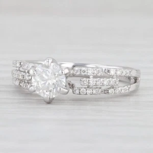 0.72ctw Round Diamond Engagement Ring 14k White Gold Unique Band Size 6.75 - Picture 1 of 8