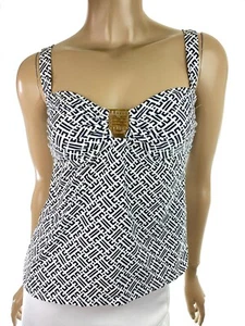 Jantzen Black & White Tankini Swim Top Size 8 Nylon/Spandex Adjustable Straps - Picture 1 of 7
