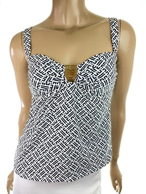 Купальник-танкини Jantzen черно-белый размер 8 нейлоновые/спандексные регулируемые ремни - Изображение 1 из 4