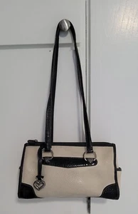 Vintage Brighton Black and Cream Leather Shoulder bag - Picture 1 of 12