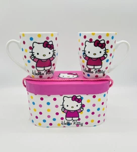 Hello Kitty Polka Dot Coffee Cups Kitty Sanrio Gift Set of 2 Porcelain Mugs 2013 - Picture 1 of 13