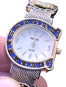 Indianapolis Colts Reloj Geneva Elite Pulsera Brazalete Cristales Azules - Batería Nueva - Imagen 1 de 9