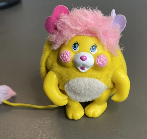 Vintage 1985 Pocket Popple Yellow Plush Figure Mini Party Popples 80's Mattel 3" Cover